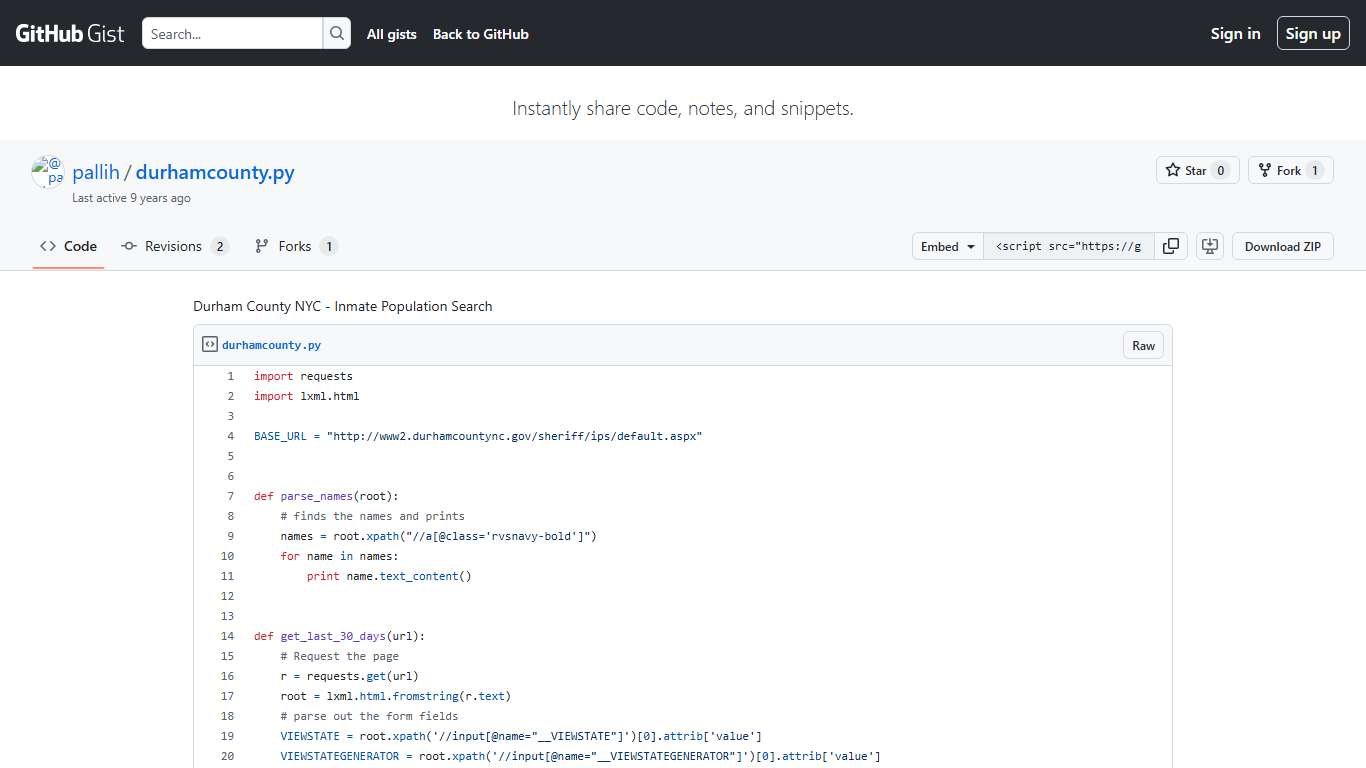 Durham County NYC - Inmate Population Search · GitHub