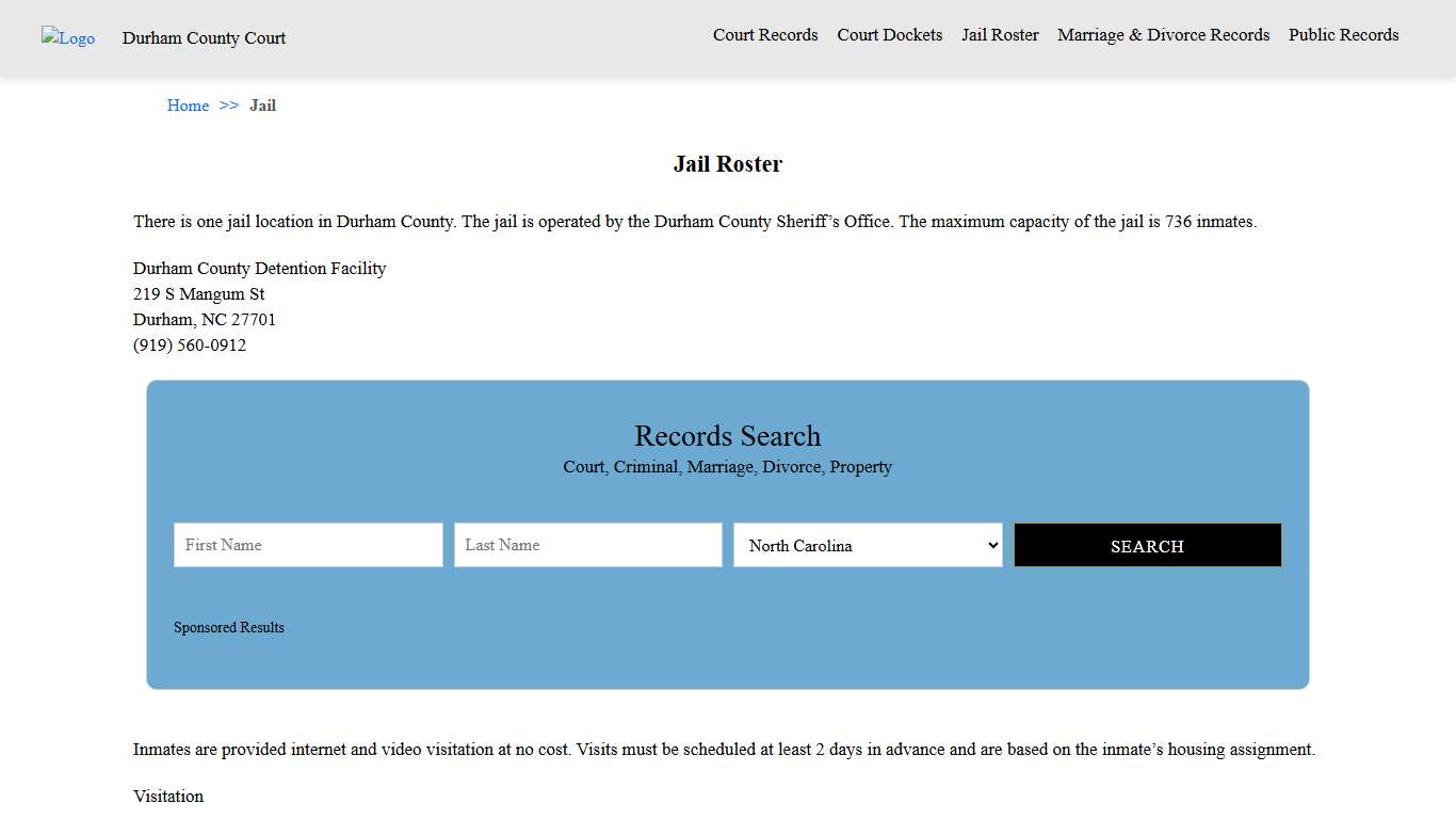 Jail Roster | Durham County Court
